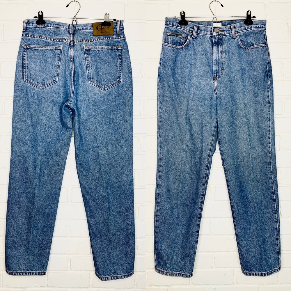 Calvin Klein Vintage High Rise Waist Easy Fit Straight Mom Jean Denim Women 12